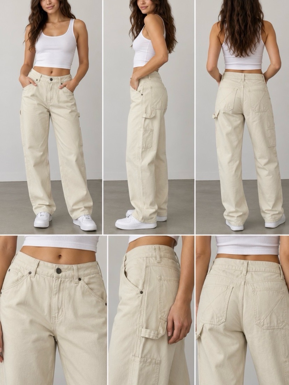 Kuwalla Tee G-Carpenter Twill Pants Beige Utility Cargo Women’s 28 NWT